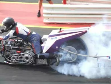 Luigi Ferretti top fuel dragster bike at Santa Pod September 2007